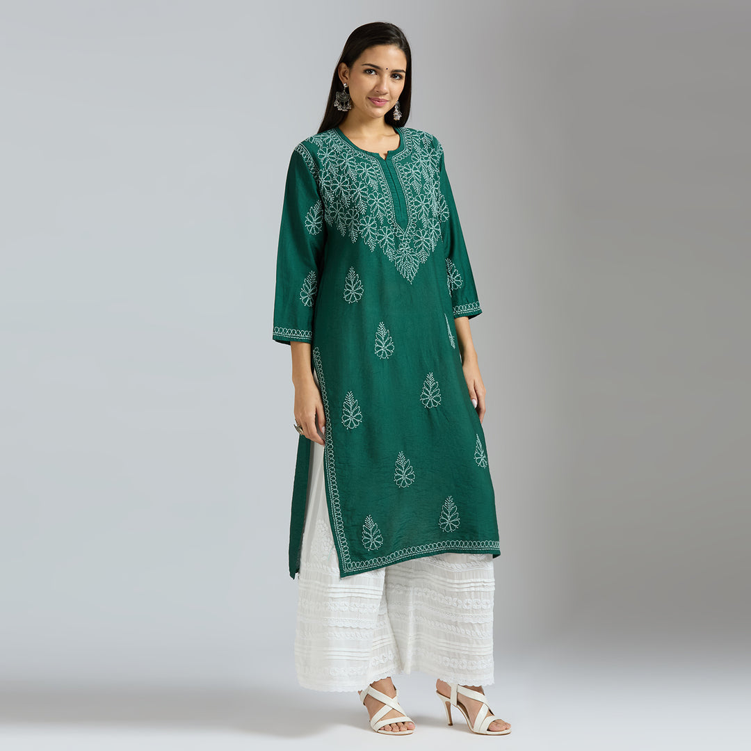 MAHEK CHANDERI CHIKANKARI KURTI