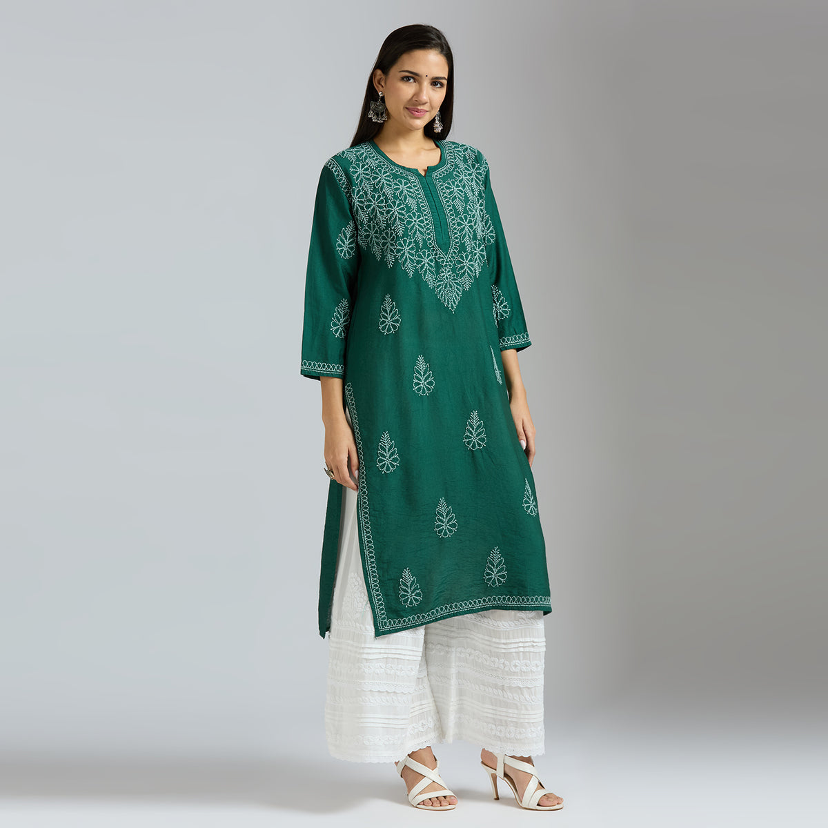 Mahek Chanderi Chikankari Kurti