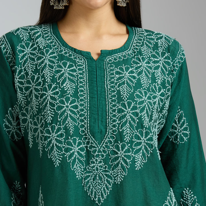 MAHEK CHANDERI CHIKANKARI KURTI