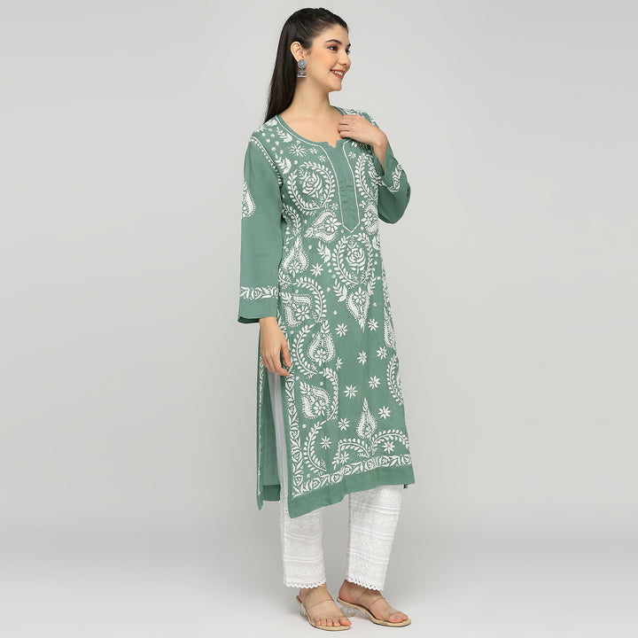 SAIRA CHIKANKARI MODAL LONG KURTI