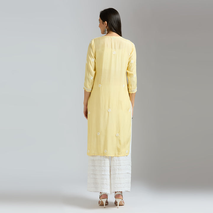 AQSA MUSLIN CHIKANKARI LONG KURTI