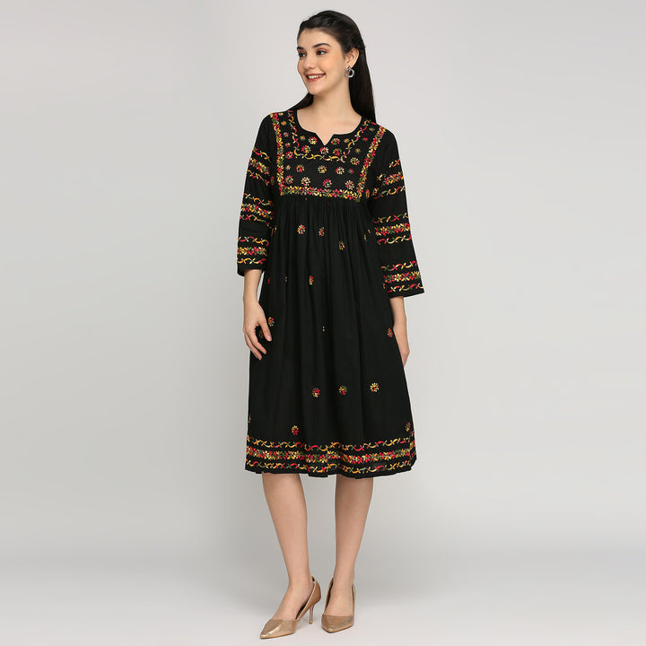 CHIKANKARI COTTON DRESS