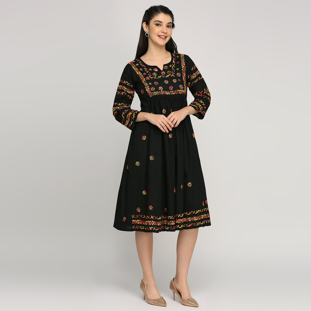 CHIKANKARI COTTON DRESS