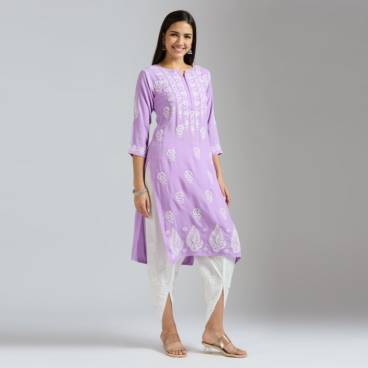 NEHA MODAL CHIKANKARI LONG KURTI