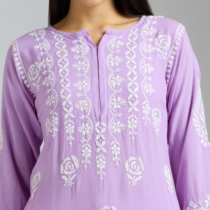 NEHA MODAL CHIKANKARI LONG KURTI