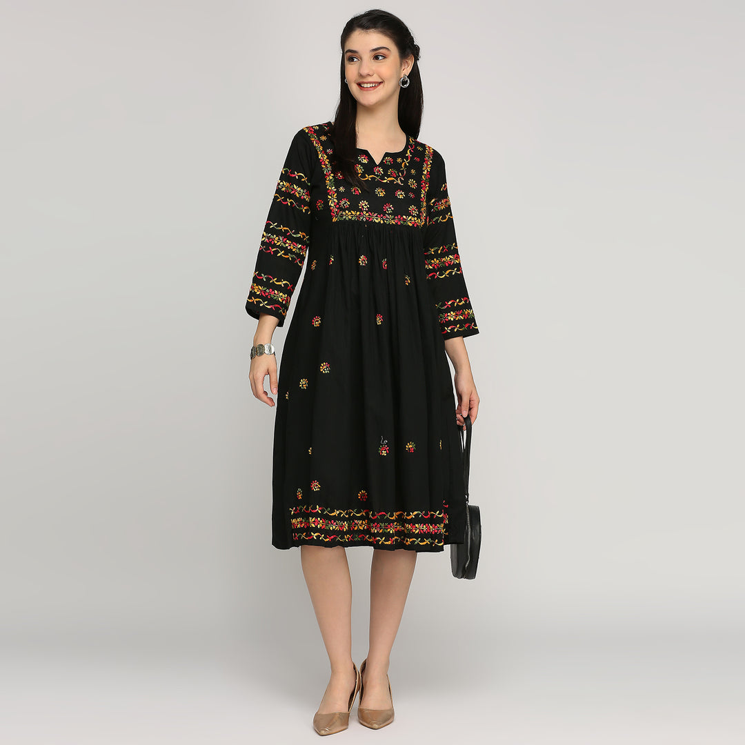 CHIKANKARI COTTON DRESS