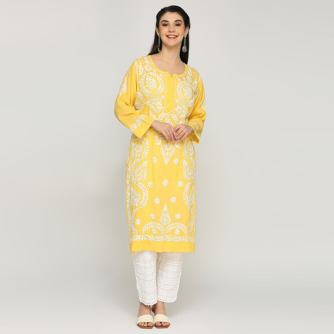 SAIRA CHIKANKARI MODAL LONG KURTI