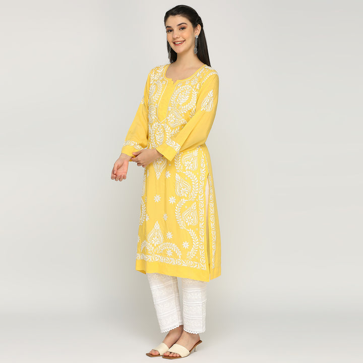 SAIRA CHIKANKARI MODAL LONG KURTI