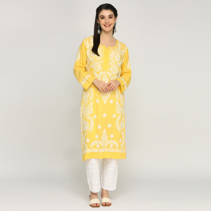 SAIRA CHIKANKARI MODAL LONG KURTI