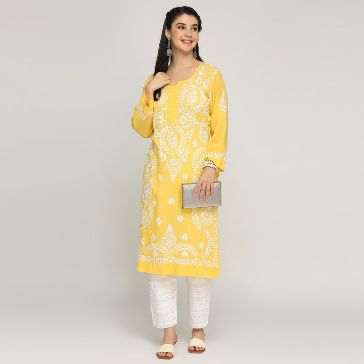 SAIRA CHIKANKARI MODAL LONG KURTI