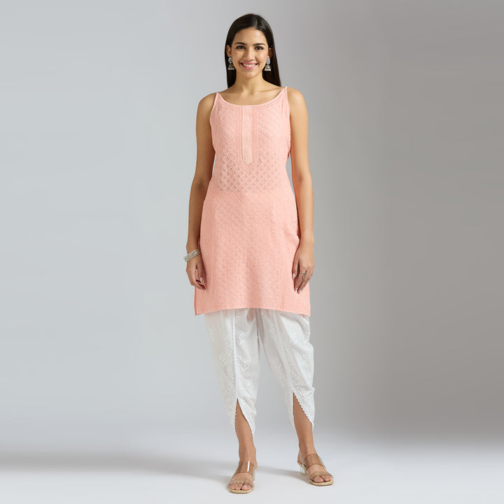 LAURA SPAGHETTI CHIKANKARI SHORT KURTI