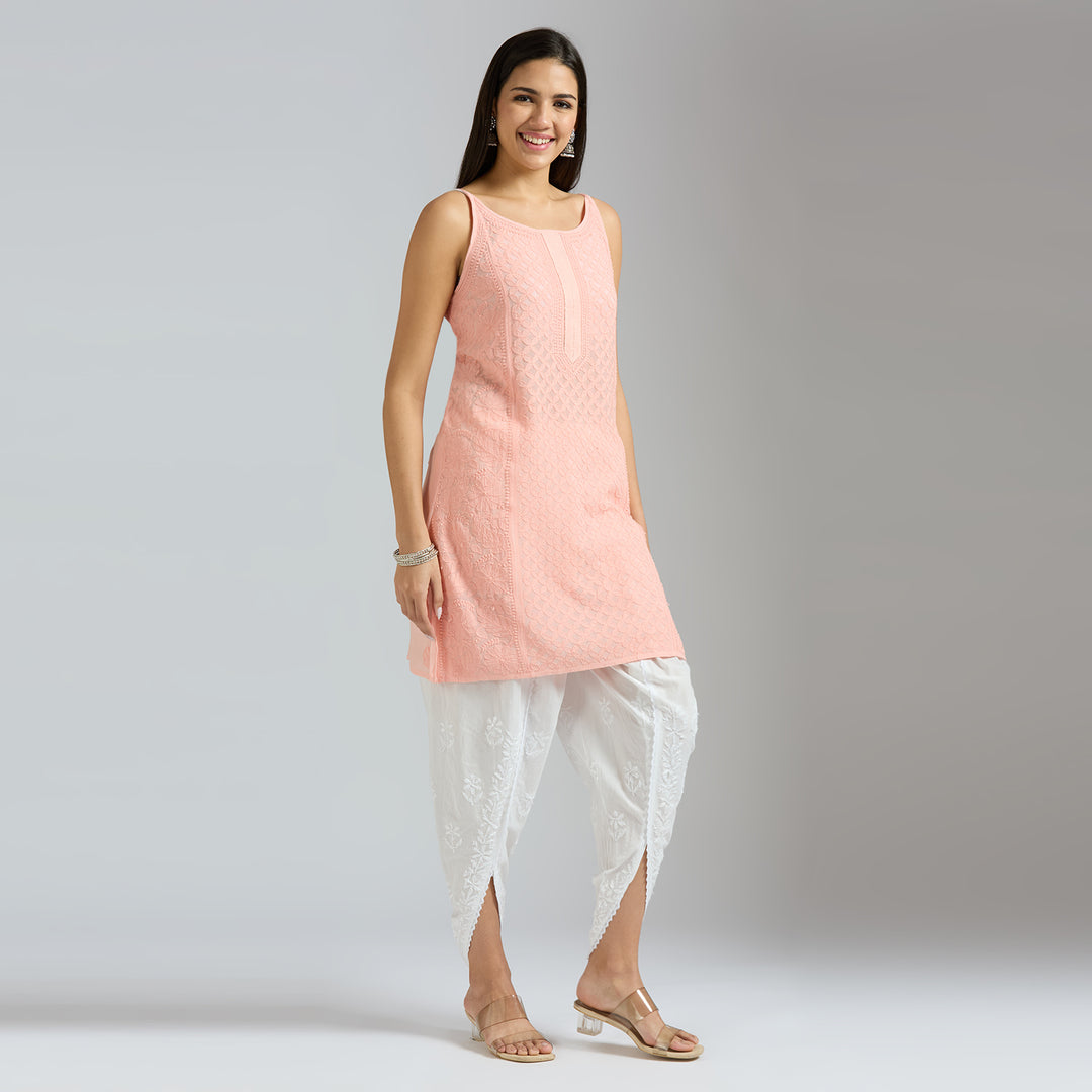 LAURA SPAGHETTI CHIKANKARI SHORT KURTI