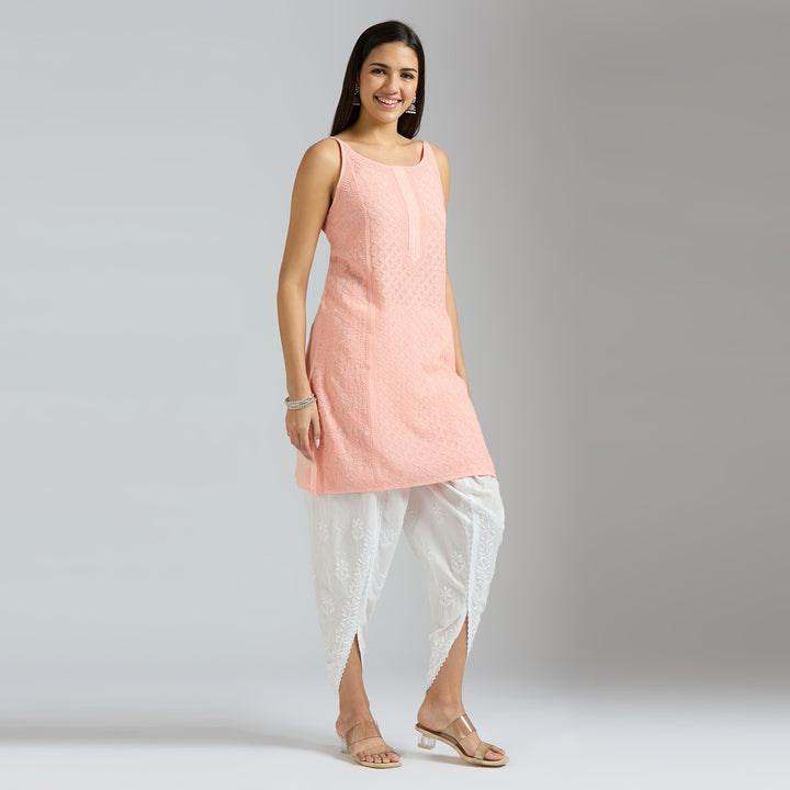 LAURA SPAGHETTI CHIKANKARI SHORT KURTI