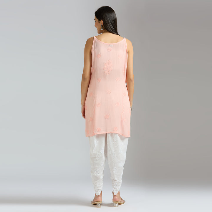 LAURA SPAGHETTI CHIKANKARI SHORT KURTI