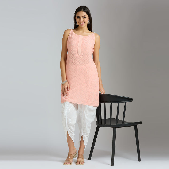 LAURA SPAGHETTI CHIKANKARI SHORT KURTI