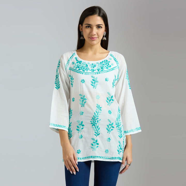 JANNAT COTTON CHIKANKARI SHORT KURTI