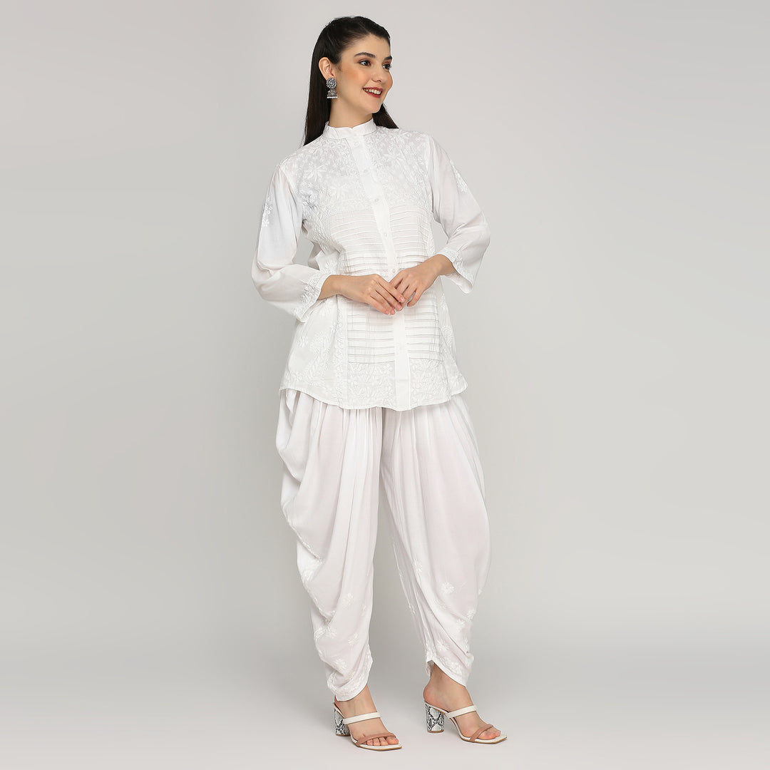 CHIKANKARI RAYON  DHOTI PANTS