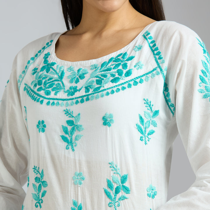 JANNAT COTTON CHIKANKARI SHORT KURTI