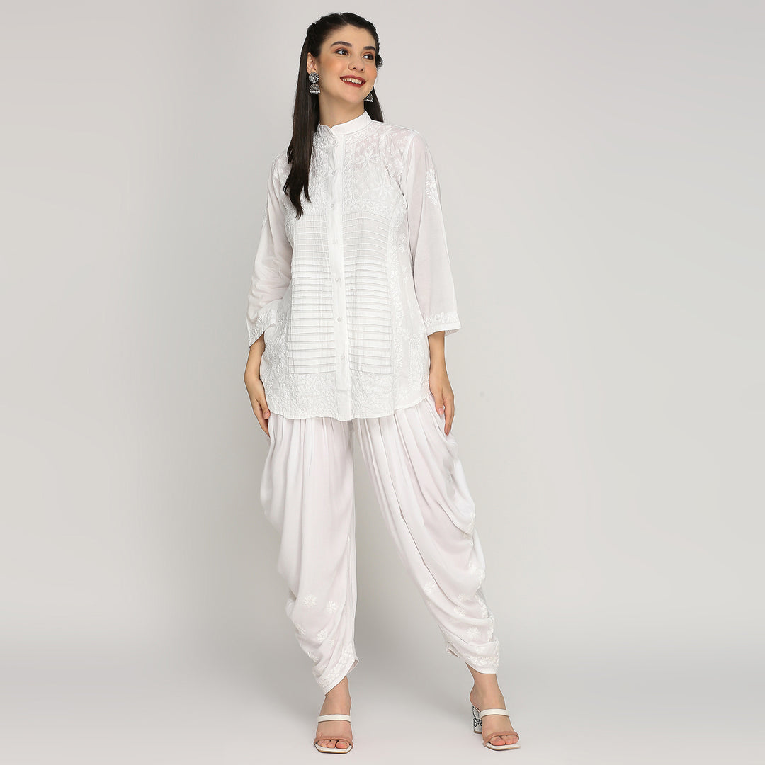 CHIKANKARI RAYON  DHOTI PANTS