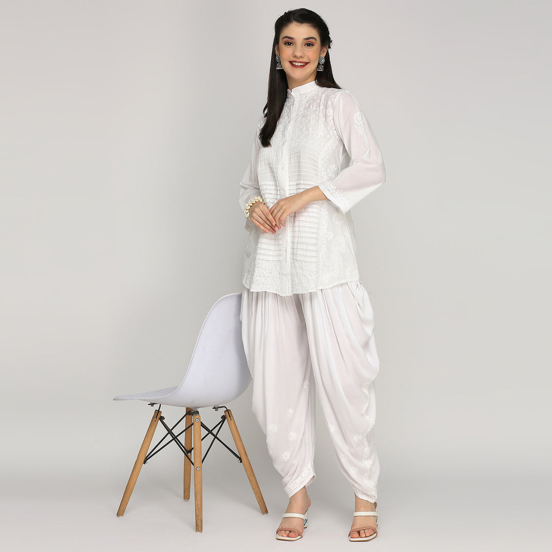 CHIKANKARI RAYON  DHOTI PANTS