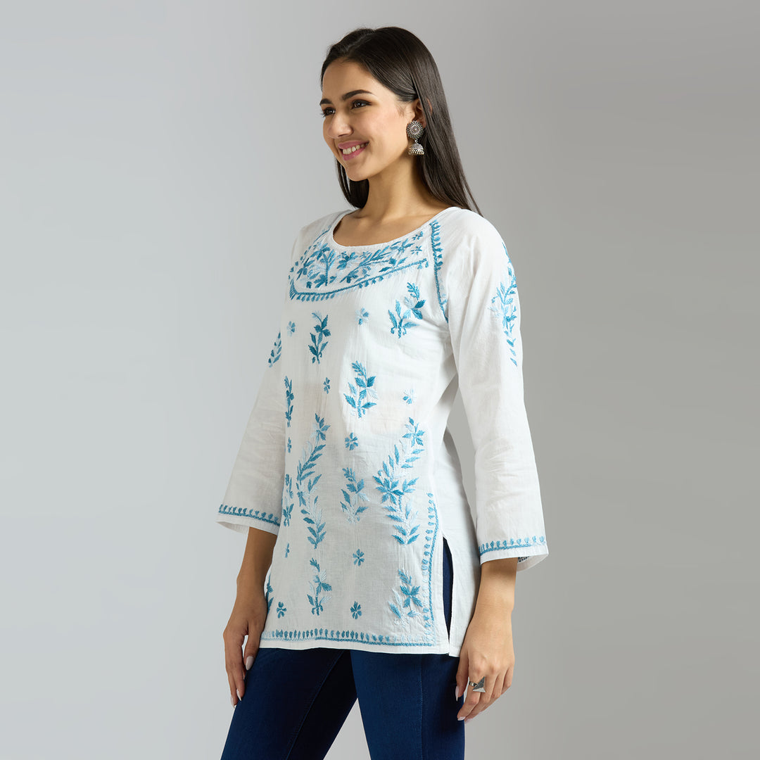 JANNAT COTTON CHIKANKARI SHORT KURTI