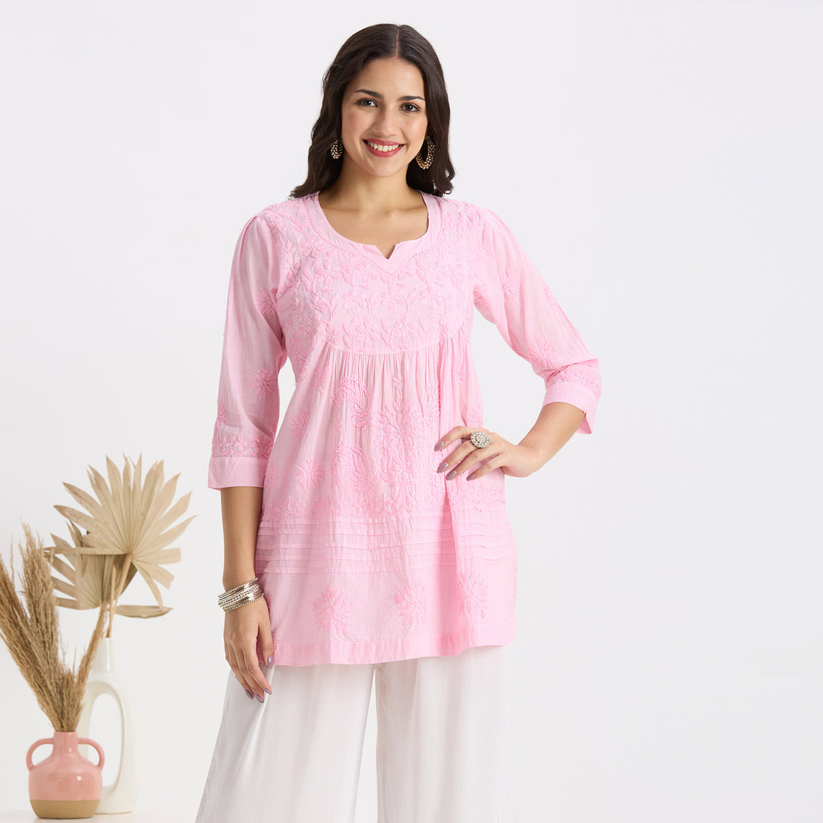 JUGNI COTTON CHIKANKARI SHORT TOP