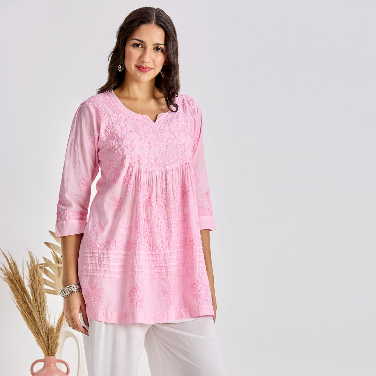 JUGNI COTTON CHIKANKARI SHORT TOP