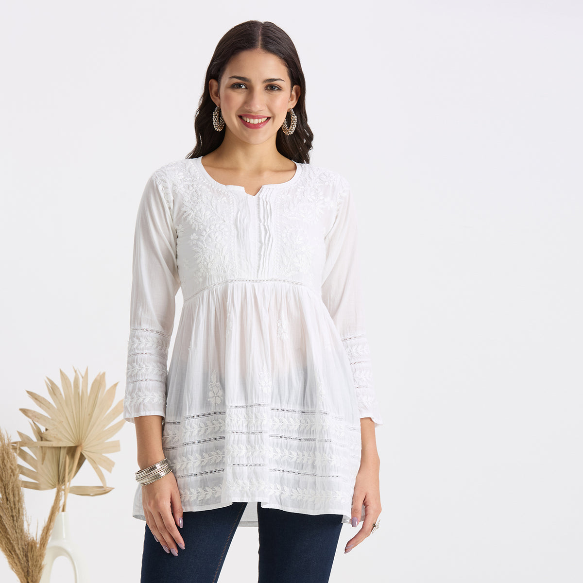 Urwa Cotton Chikankari Short Top
