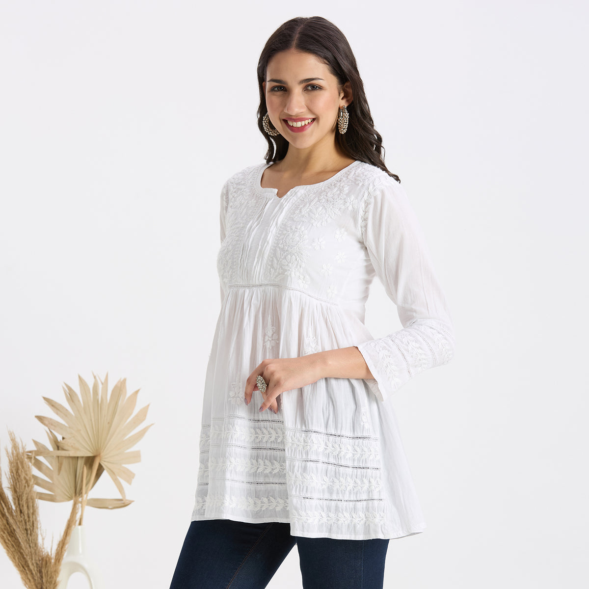 Urwa Cotton Chikankari Short Top