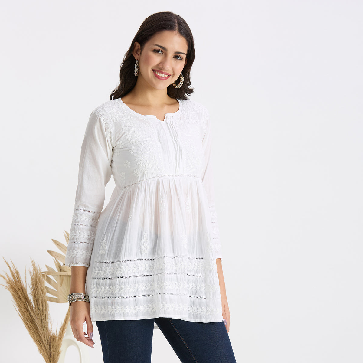 Urwa Cotton Chikankari Short Top