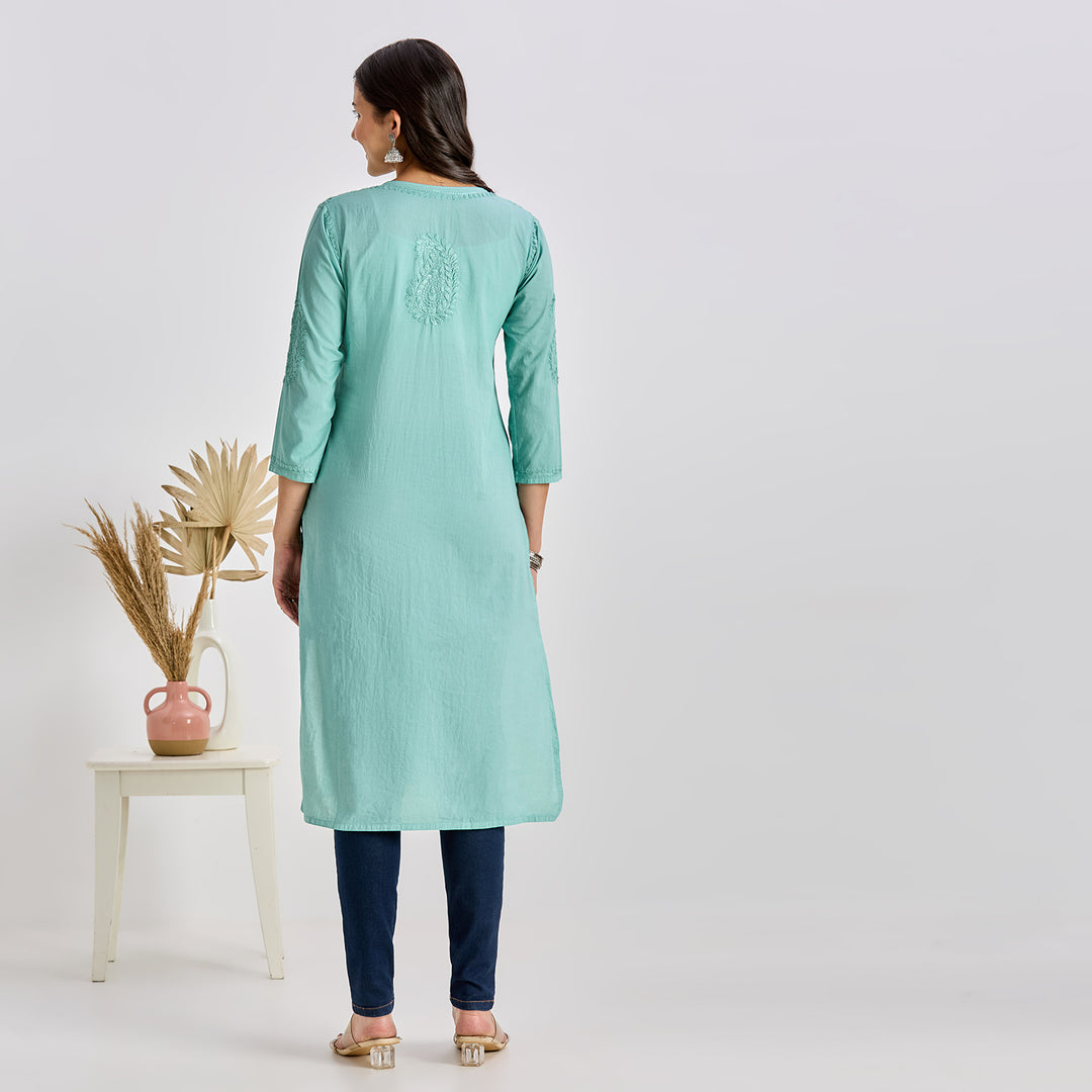 Aamna Cotton Chikankari Long Kurti