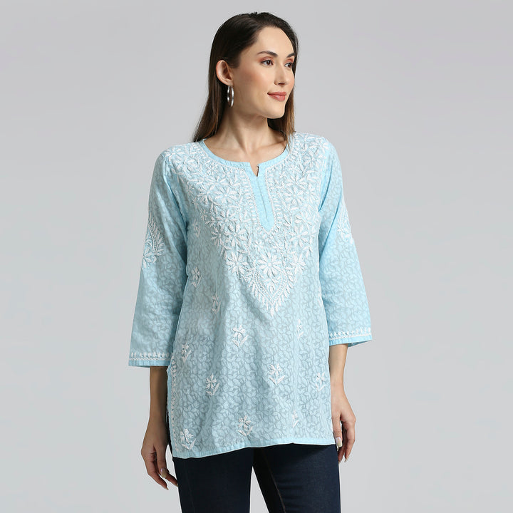 ROOHI BRASSO CHIKANKARI SHORT KURTIS