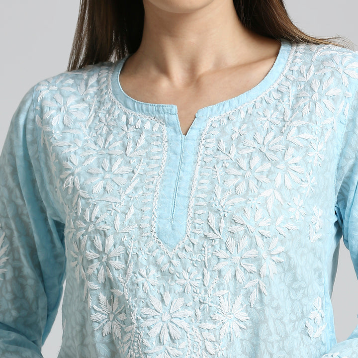 ROOHI BRASSO CHIKANKARI SHORT KURTIS