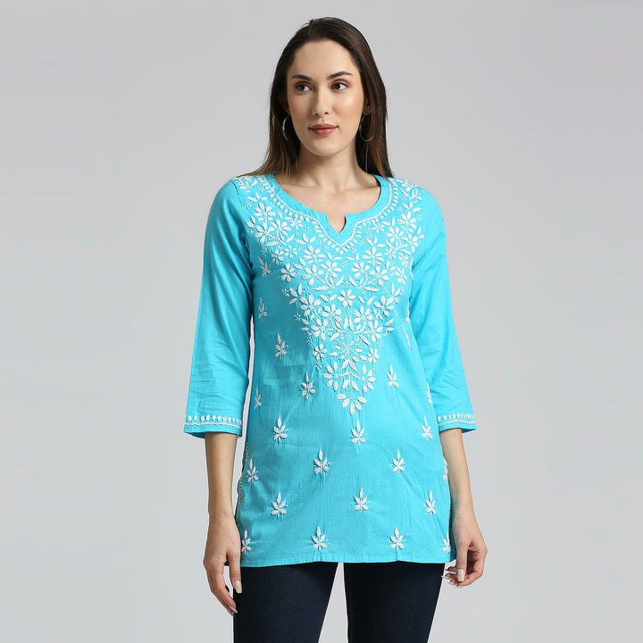 ANA COTTON CHIKANKARI SHORT KURTI