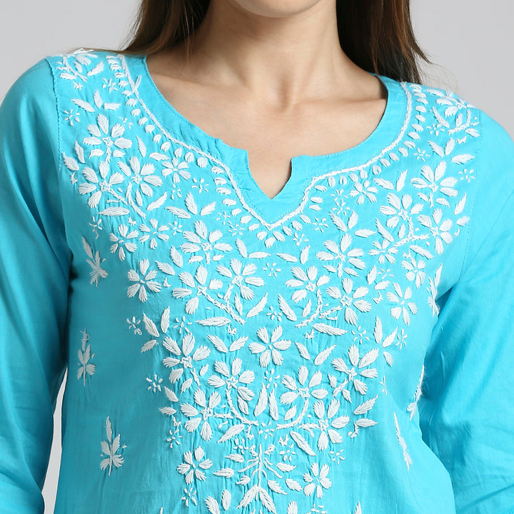 ANA COTTON CHIKANKARI SHORT KURTI