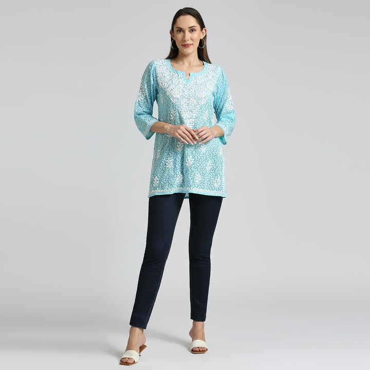 ROOHI BRASSO CHIKANKARI SHORT KURTI