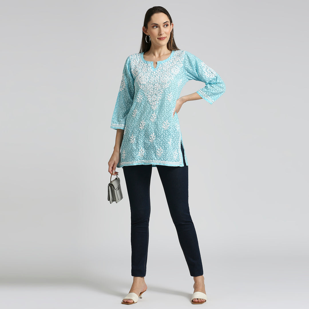 ROOHI BRASSO CHIKANKARI SHORT KURTI