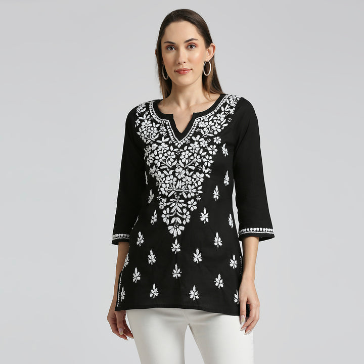 ANA COTTON CHIKANKARI SHORT KURTI