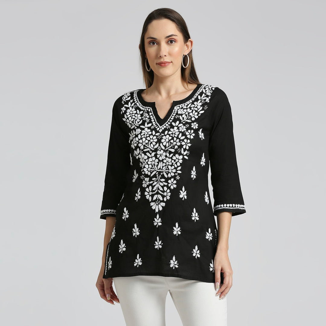 AFSA MODAL CHIKANKARI SHORT KURTI