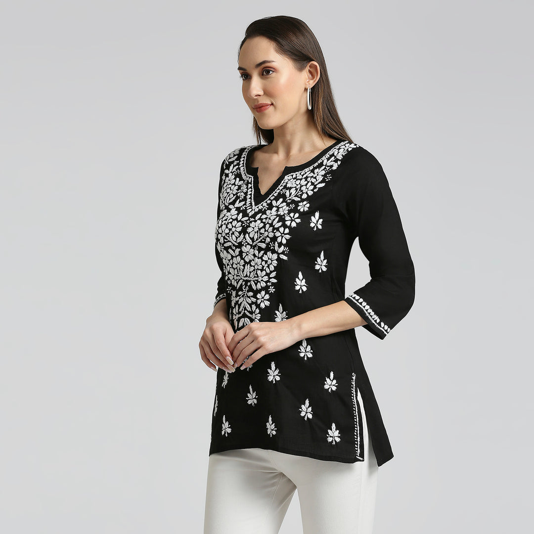 ANA COTTON CHIKANKARI SHORT KURTI