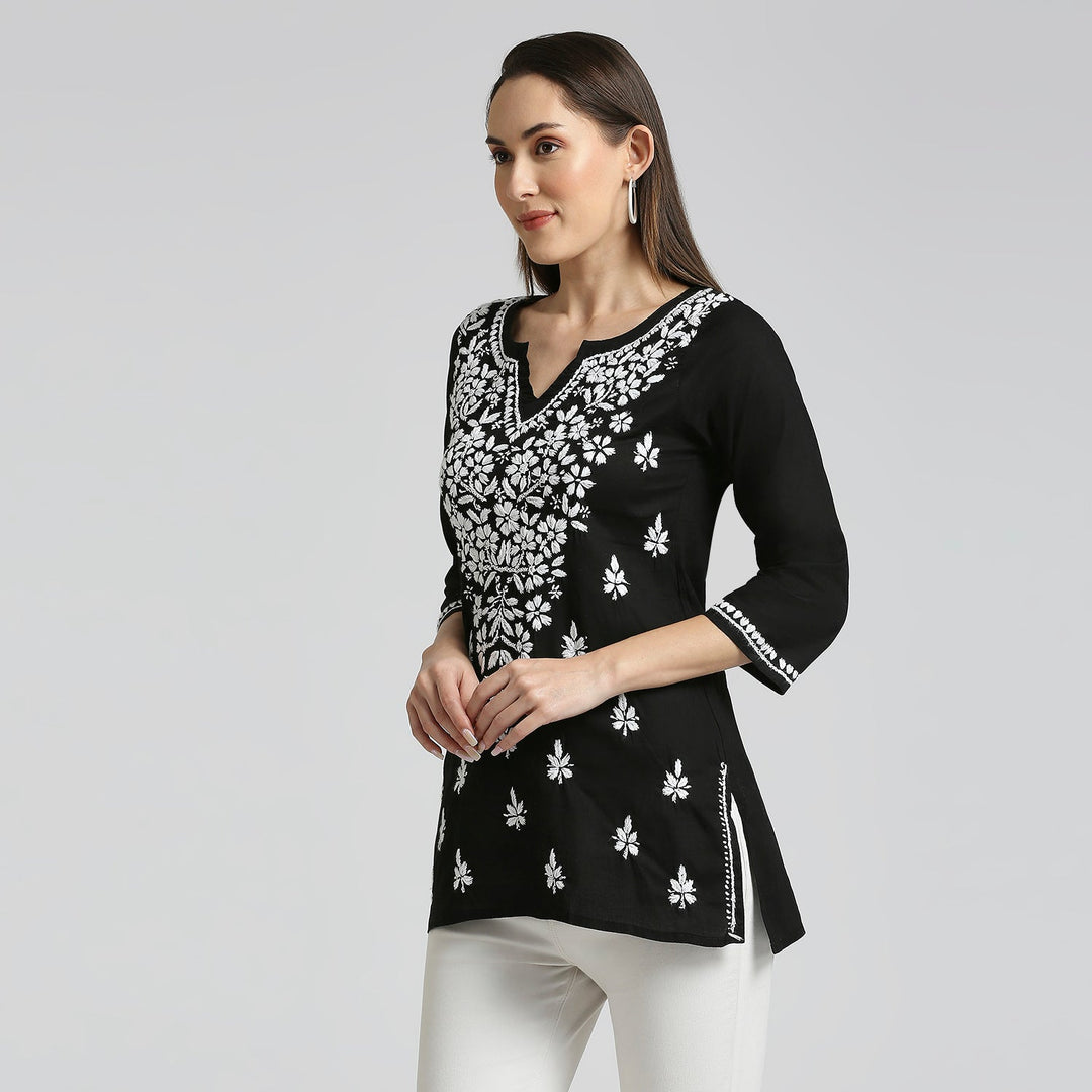 AFSA MODAL CHIKANKARI SHORT KURTI