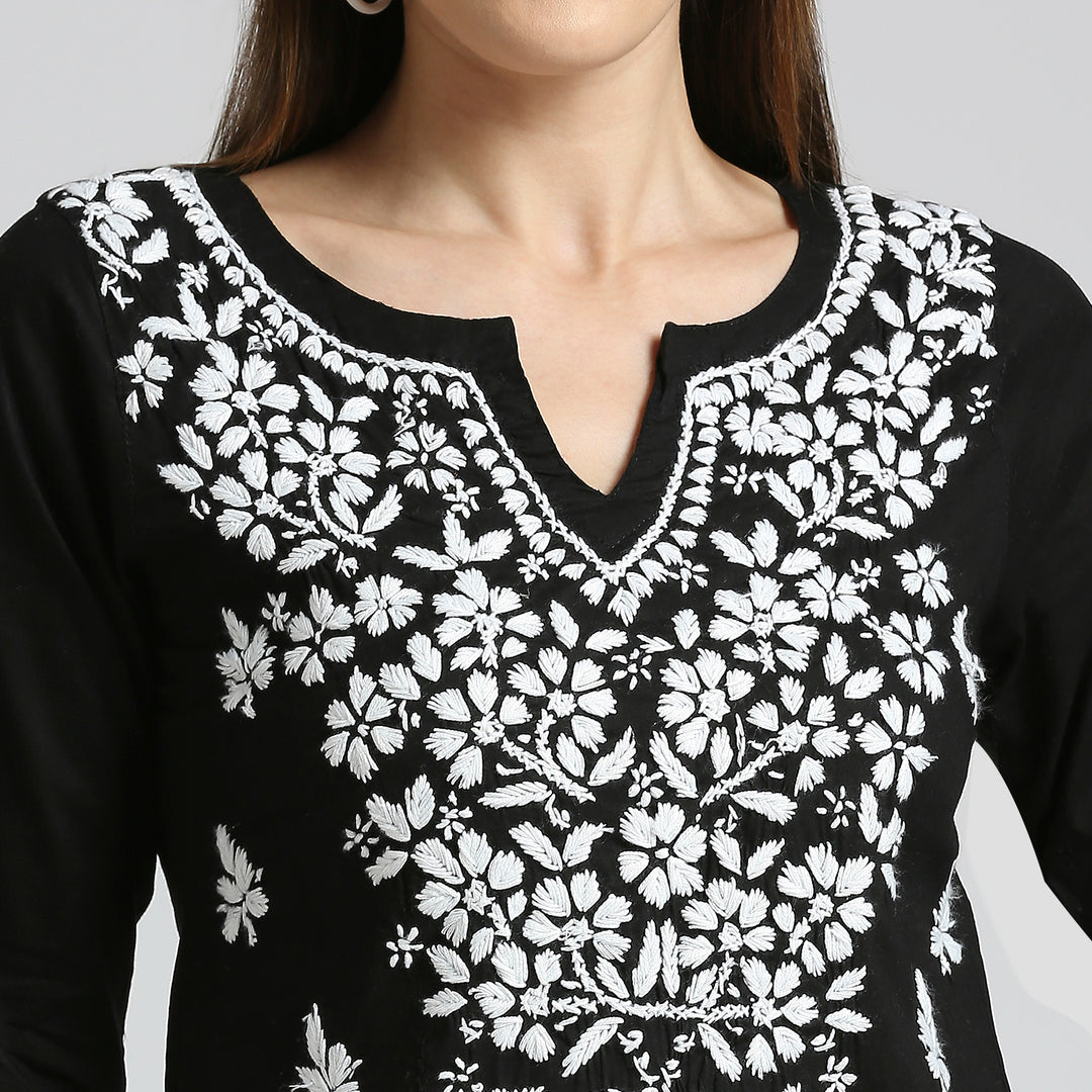 ANA COTTON CHIKANKARI SHORT KURTI