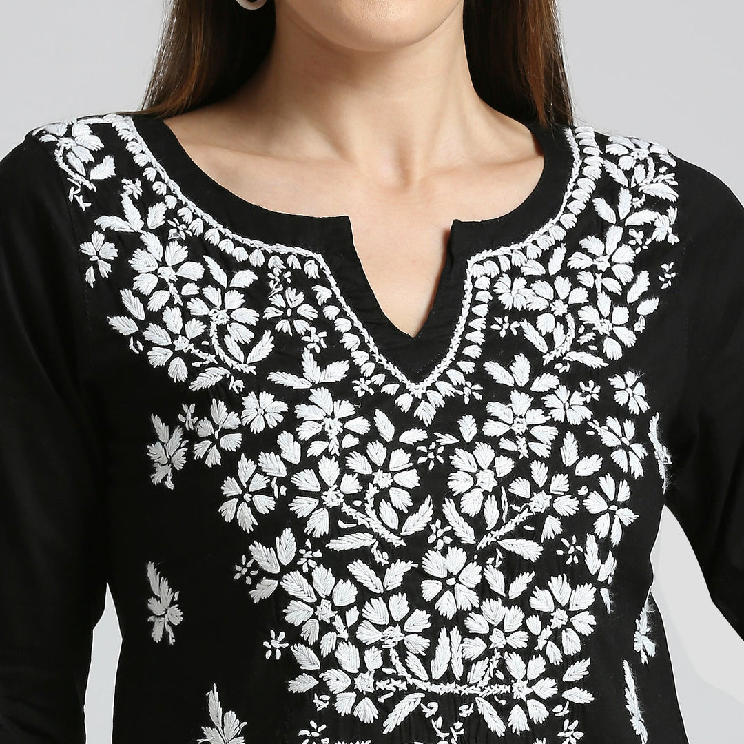 AFSA MODAL CHIKANKARI SHORT KURTI