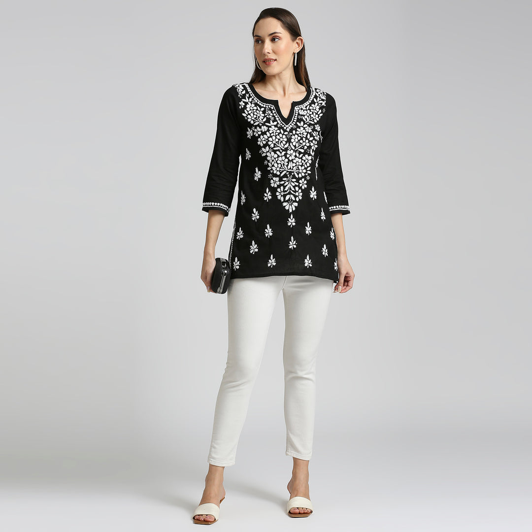 ANA COTTON CHIKANKARI SHORT KURTI