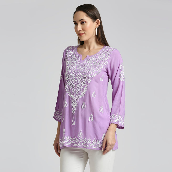 AFSA MODAL CHIKANKARI SHORT KURTI