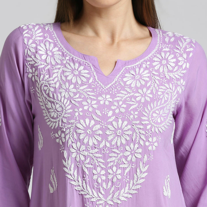 AFSA MODAL CHIKANKARI SHORT KURTI