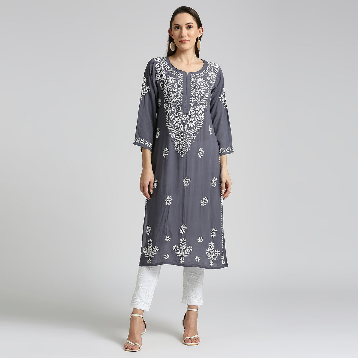 Faiza Modal Chikankari Long Kurti