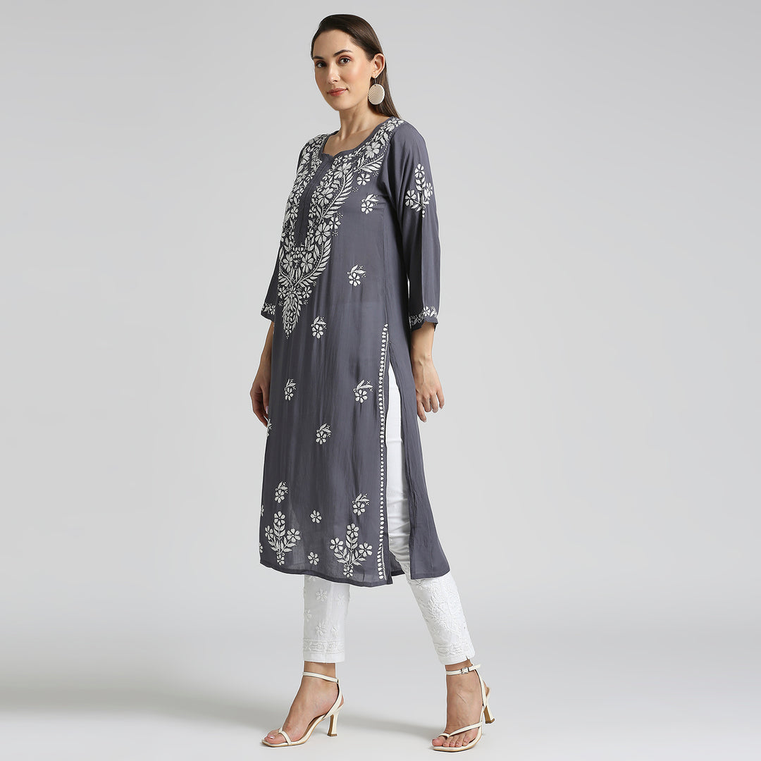 FAIZA MODAL CHIKANKARI LONG KURTI