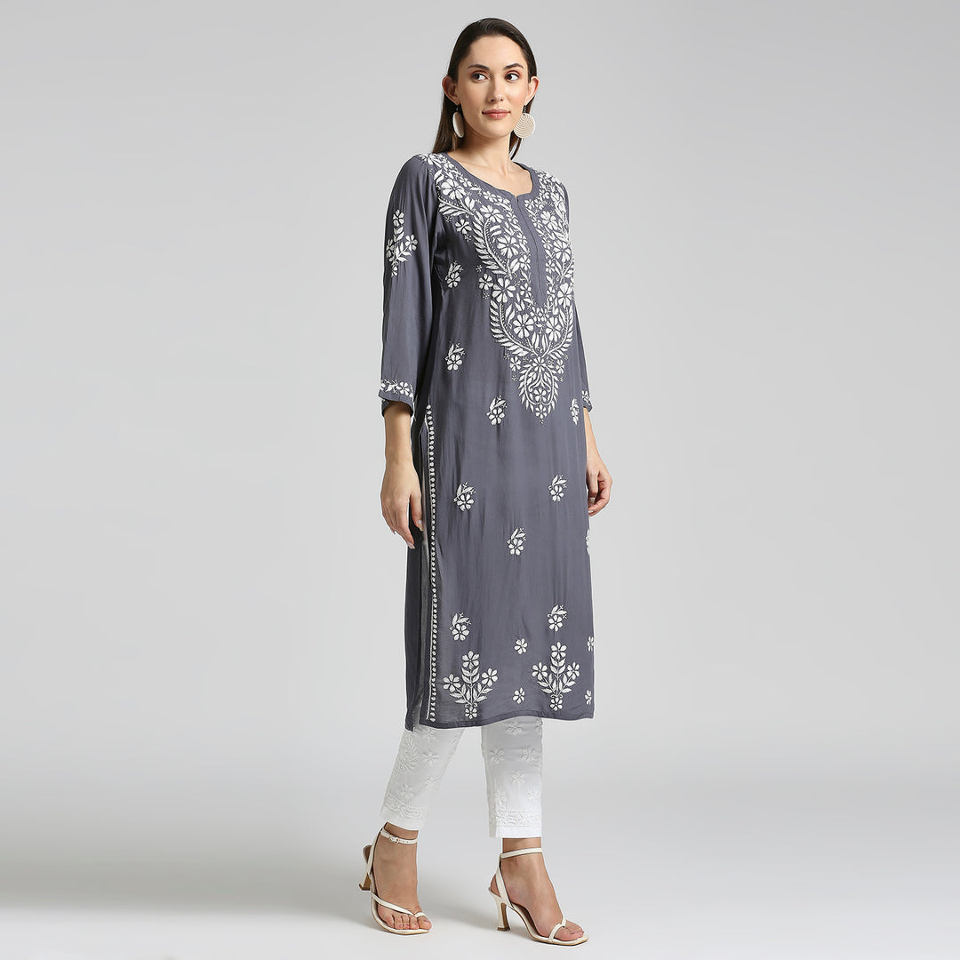 FAIZA MODAL CHIKANKARI LONG KURTI