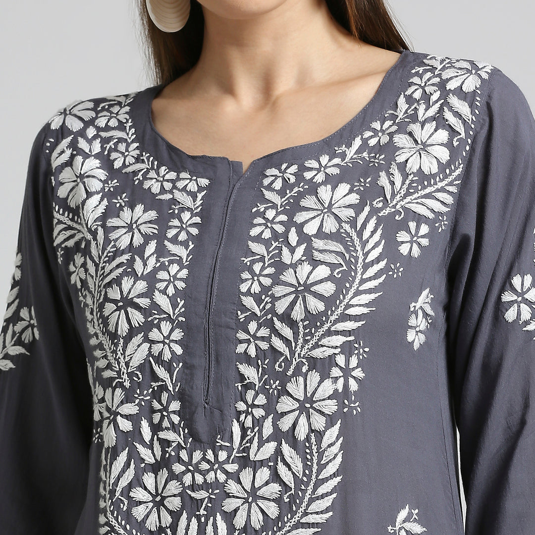 FAIZA MODAL CHIKANKARI LONG KURTI